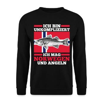 Angeln Angler Fischen Norwegen - Unisex Pullover - Schwarz - Vorne - Alina (178cm) & Michal (187cm)