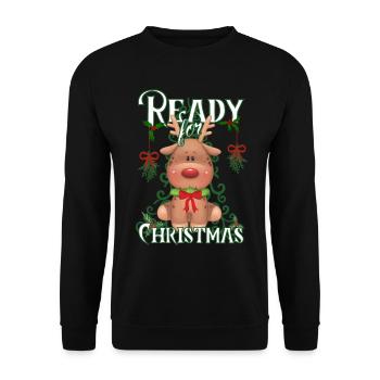 Noël - Prêt pour Noël - Renne doux - Sweat-shirt Unisexe - noir - Devant - Alina (178cm) & Michal (187cm)