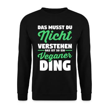 Fleischlos Vegan Pflanzlich Veganer - Unisex Pullover - Schwarz - Vorne - Alina (178cm) & Michal (187cm)
