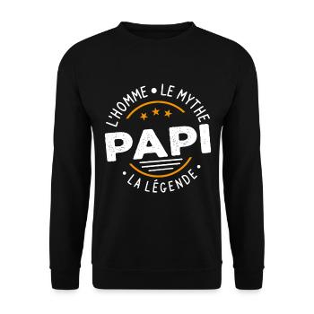 Grand-Père Papi l'Homme le Mythe la Légende Cadeau - Sweat-shirt Unisexe - noir - Devant - Alina (178cm) & Michal (187cm)