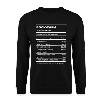 Book Lover Bookworm Nutritional Values Reader - Unisex Sweatshirt - black - Front - Alina (178cm) & Michal (187cm)