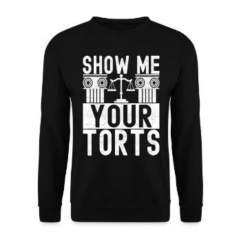 Law Student Judge Public Prosecutor - Unisex Sweatshirt - black - Front - Alina (178cm) & Michal (187cm)