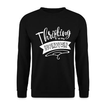 Thrifting est mon superpouvoir Thrifter thrift - Sweat-shirt Unisexe - noir - Devant - Alina (178cm) & Michal (187cm)
