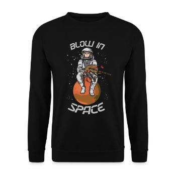 Blow In Space Bagpipes Pfeifer Musicien Astronaute - Sweat-shirt Unisexe - noir - Devant - Alina (178cm) & Michal (187cm)