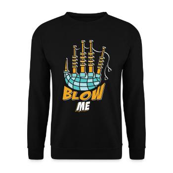 Blow Me Cornemuse Piper Écosse - Sweat-shirt Unisexe - noir - Devant - Alina (178cm) & Michal (187cm)