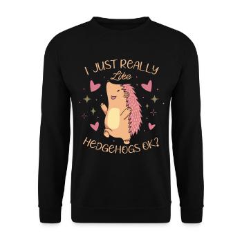 J’aime beaucoup les hérissons, épineux - Sweat-shirt Unisexe - noir - Devant - Alina (178cm) & Michal (187cm)