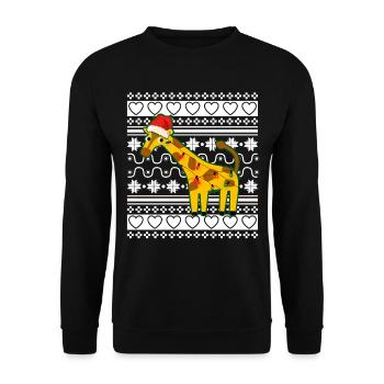 Ugly Christmas Sweater Tshirt Weihnachten Giraffe - Unisex Sweatshirt - black - Front - Alina (178cm) & Michal (187cm)