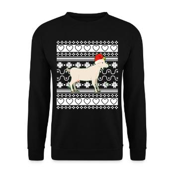 Moche pull de Noël Tshirt Chèvre de Noël - Sweat-shirt Unisexe - noir - Devant - Alina (178cm) & Michal (187cm)