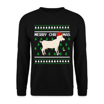 Moche pull de Noël Tshirt Chèvre de Noël - Sweat-shirt Unisexe - noir - Devant - Alina (178cm) & Michal (187cm)