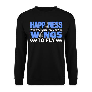 Wind Surfing Happiness Gives You Wings To Fly For - Unisex Sweatshirt - black - Front - Alina (178cm) & Michal (187cm)
