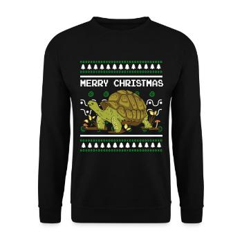 Ugly Christmas Sweater Christmas Turtle - Unisex Sweatshirt - black - Front - Alina (178cm) & Michal (187cm)