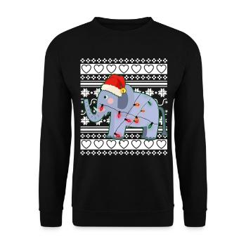 Pull de Noël moche éléphant de Noël - Sweat-shirt Unisexe - noir - Devant - Alina (178cm) & Michal (187cm)
