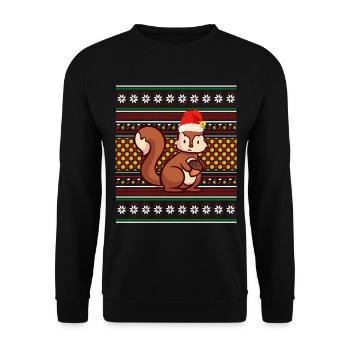 Ugly Christmas Sweater Christmas Squirrel - Unisex Sweatshirt - black - Front - Alina (178cm) & Michal (187cm)