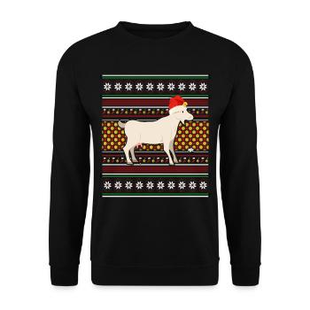 Moche pull de Noël Tshirt Chèvre de Noël - Sweat-shirt Unisexe - noir - Devant - Alina (178cm) & Michal (187cm)