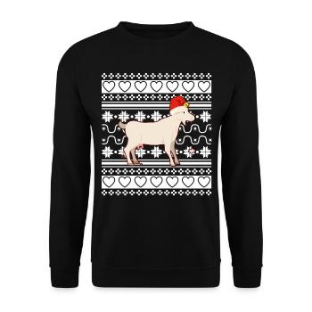 Pull de Noël laid Tshirt Chèvre de Noël - Sweat-shirt Unisexe - noir - Devant - Alina (178cm) & Michal (187cm)