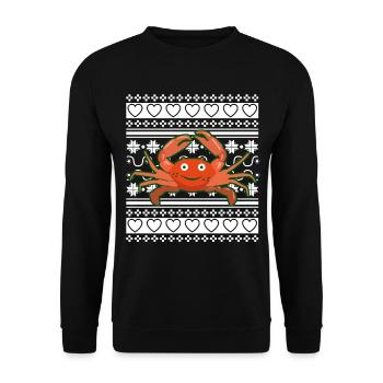 Pull de Noël moche Tshirt Crabe de Noël - Sweat-shirt Unisexe - noir - Devant - Alina (178cm) & Michal (187cm)
