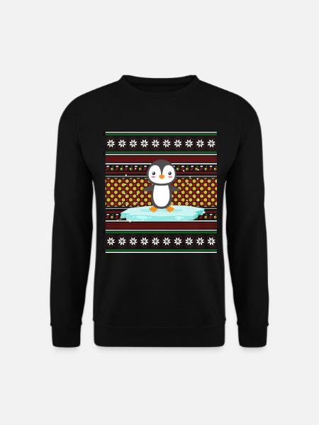Ugly Christmas Sweater Tshirt Weihnachten Pinguin - Unisex Pullover - Schwarz