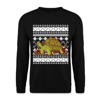 Ugly Christmas Sweater Christmas Turtle - Unisex Sweatshirt - black - Front - Alina (178cm) & Michal (187cm)