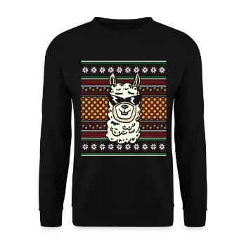 Ugly Christmas Sweater tshirt Weihnachten Lama - Unisex Pullover - Schwarz - Vorne - Alina (178cm) & Michal (187cm)