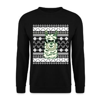 Ugly Christmas Sweater tshirt Weihnachten Lama - Unisex Pullover - Schwarz - Vorne - Alina (178cm) & Michal (187cm)