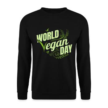 Logo de la Journée mondiale du végétalien vert, Go Vegan - Sweat-shirt Unisexe - noir - Devant - Alina (178cm) & Michal (187cm)