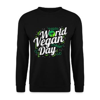 White And Green World Vegan Day Logo, Go Vegan - Unisex Sweatshirt - black - Front - Alina (178cm) & Michal (187cm)
