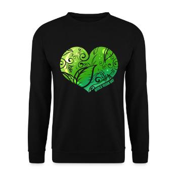 Green Heart With Ornaments, Veganism World Vegan - Unisex Pullover - Schwarz - Vorne - Alina (178cm) & Michal (187cm)