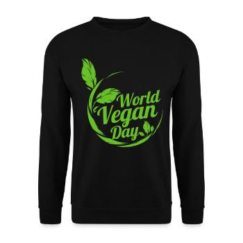 Feuilles vertes pour le logo de la Journée mondiale du véganisme, Véganisme - Sweat-shirt Unisexe - noir - Devant - Alina (178cm) & Michal (187cm)