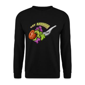 Say Ahhhhh, Fork With Veggies For Vegan - Unisex Sweatshirt - black - Front - Alina (178cm) & Michal (187cm)