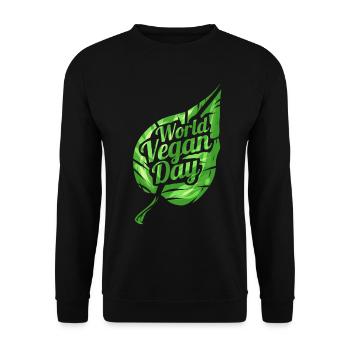 Logo Green Leave pour la Journée mondiale du véganisme - Sweat-shirt Unisexe - noir - Devant - Alina (178cm) & Michal (187cm)