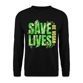 Save Lives - Be Vegan - Unisex Sweatshirt - black - Front - Alina (178cm) & Michal (187cm)