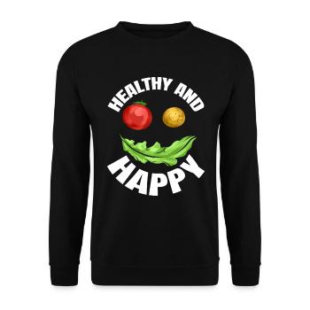 Veggie Face Is Healthy And Happy Because It Is - Unisex Sweatshirt - black - Front - Alina (178cm) & Michal (187cm)