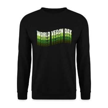 Vintage Logo World Vegan Day - Unisex Sweatshirt - black - Front - Alina (178cm) & Michal (187cm)
