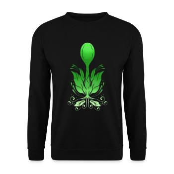 Spoon Growing Out Of Veggies, Go Vegan - Unisex Sweatshirt - black - Front - Alina (178cm) & Michal (187cm)