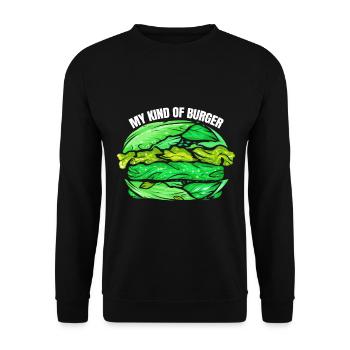 Burger végétarien, mon type de burger est vert et - Sweat-shirt Unisexe - noir - Devant - Alina (178cm) & Michal (187cm)