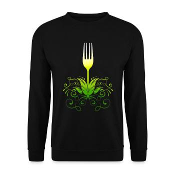 Fork Growing Out Of Veggies, Go Vegan - Unisex Sweatshirt - black - Front - Alina (178cm) & Michal (187cm)