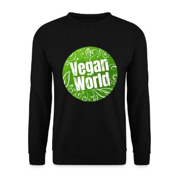 Vegan World Logo For A Better World Which Is Vegan - Unisex Sweatshirt - black - Front - Alina (178cm) & Michal (187cm)