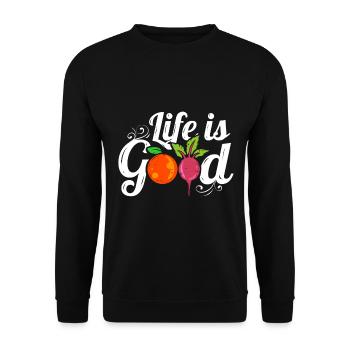 Orange And Radish Veggies Logo Life Is Good For A - Unisex Sweatshirt - black - Front - Alina (178cm) & Michal (187cm)