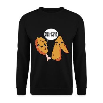 Fried Chicken Fast Food - Unisex Pullover - Schwarz - Vorne - Alina (178cm) & Michal (187cm)