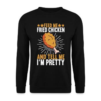 Fried Chicken Fast Food - Unisex Pullover - Schwarz - Vorne - Alina (178cm) & Michal (187cm)