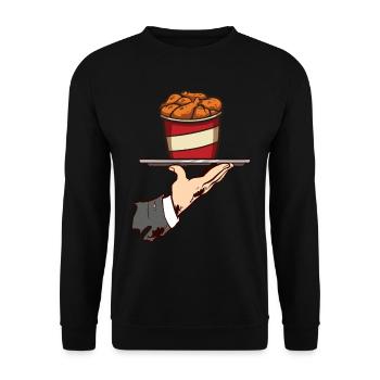 Fried Chicken Fast Food - Unisex Pullover - Schwarz - Vorne - Alina (178cm) & Michal (187cm)