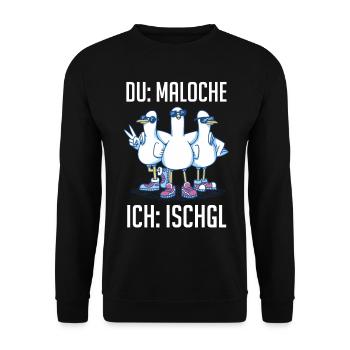 Apres Ski Party Skiurlaub Skifahrer Ischgl - Unisex Pullover - Schwarz - Vorne - Alina (178cm) & Michal (187cm)