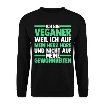 Fleischlos Vegan Pflanzlich Veganer - Unisex Pullover - Schwarz - Vorne - Alina (178cm) & Michal (187cm)