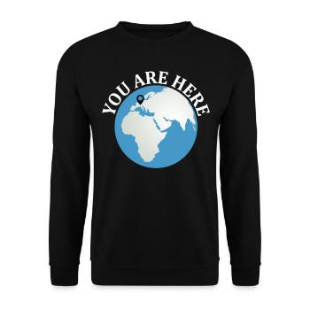 You Are Here - Planet Lover Earth Day Funny Planet - Unisex Sweatshirt - black - Front - Alina (178cm) & Michal (187cm)