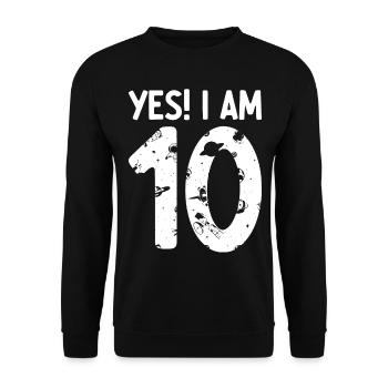 Yes! I Am 10 Years 10 Birthday Space Astronaut Bir - Unisex Pullover - Schwarz - Vorne - Alina (178cm) & Michal (187cm)