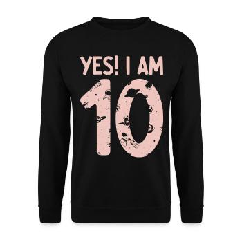 Space Astronaut Kids Birthday 10 Years Old 10th Bi - Unisex Pullover - Schwarz - Vorne - Alina (178cm) & Michal (187cm)