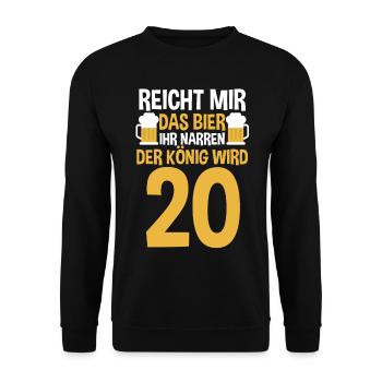 Bier Zwanzig Zwanzigster 20 Jahre Geburtstag - Unisex Pullover - Schwarz - Vorne - Alina (178cm) & Michal (187cm)