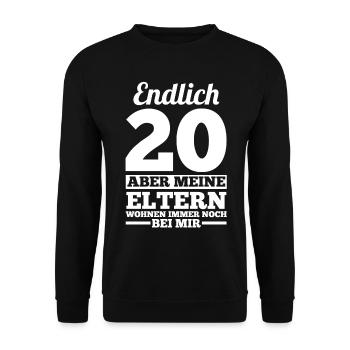 Zwanzig Zwanzigster 20 Jahre Geburtstag - Unisex Pullover - Schwarz - Vorne - Alina (178cm) & Michal (187cm)
