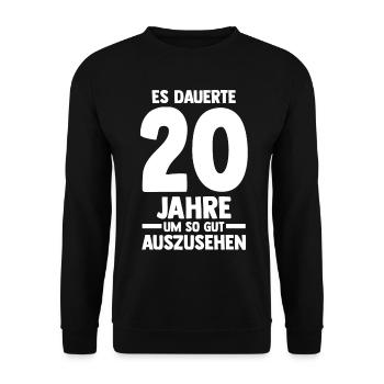Zwanzig Zwanzigster 20 Jahre Geburtstag - Unisex Pullover - Schwarz - Vorne - Alina (178cm) & Michal (187cm)