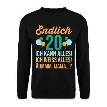 Zwanzig 20 Jahre Zwanzigster Geburtstag - Unisex Pullover - Schwarz - Vorne - Alina (178cm) & Michal (187cm)